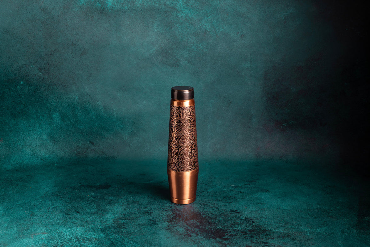 Antique Engraved Copper Bottle