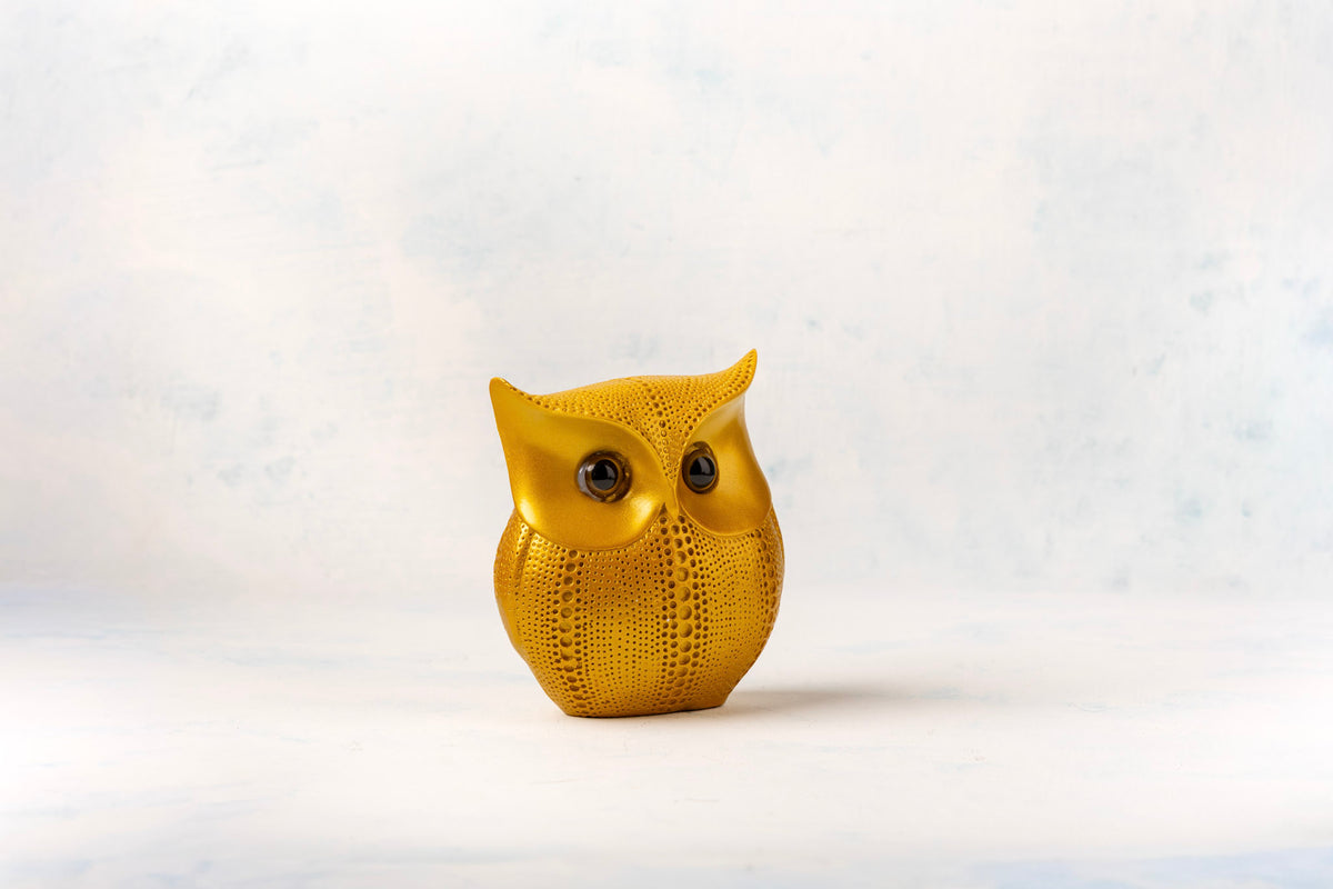 Golden Lucky Owl Resin Art Home Decor