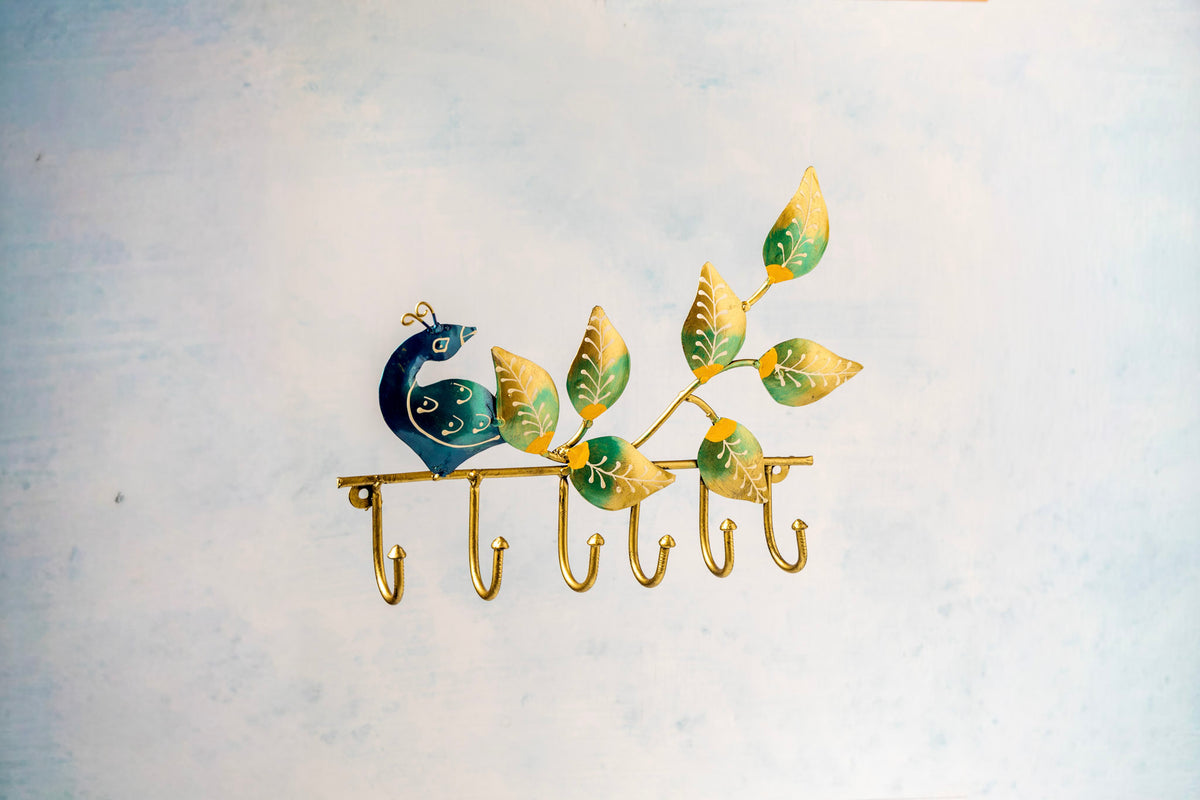 Peacock Key Holder Home Decor Wall Hanging