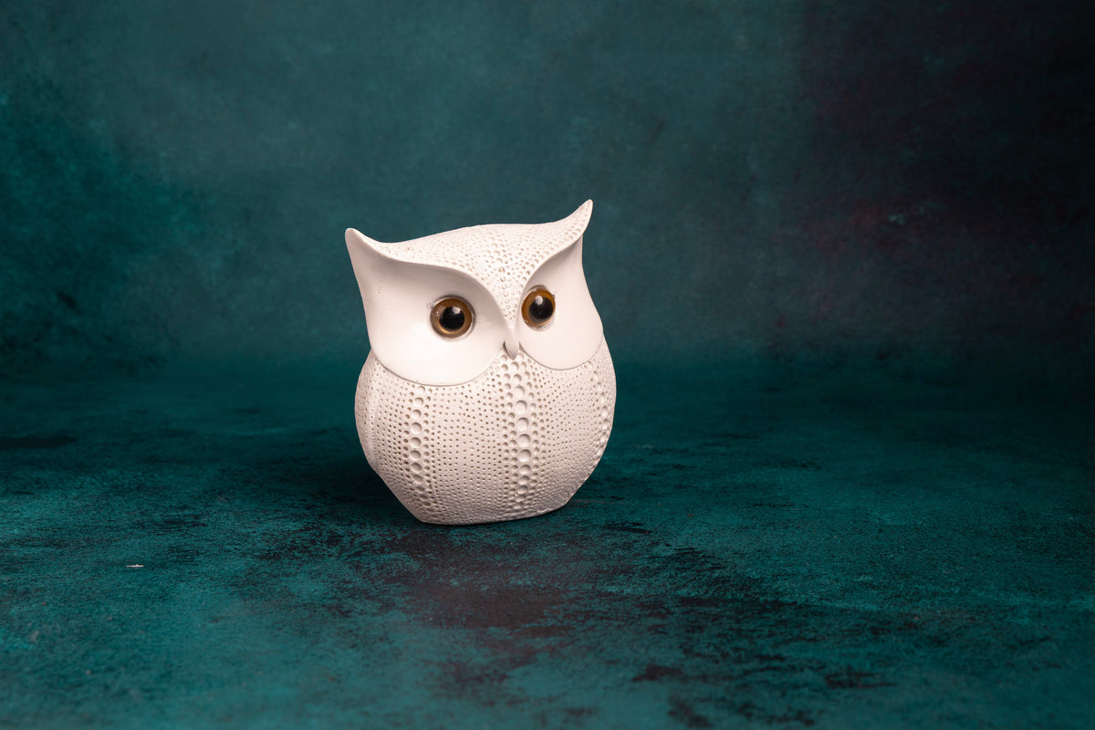 White Lucky Owl Resin Art Home Decor